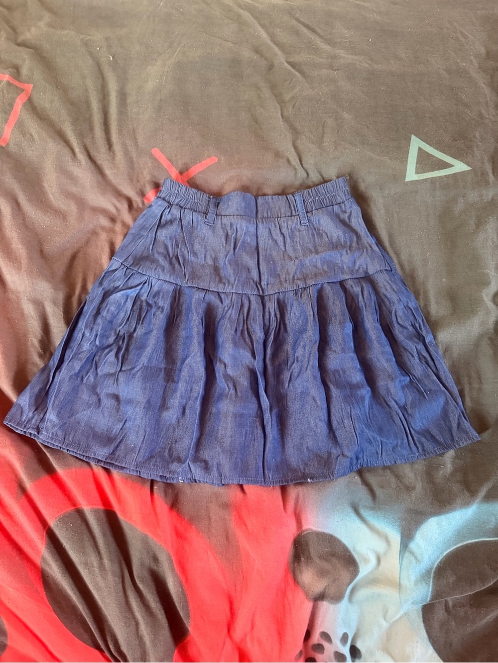 SHEIN Navy Blue Tiered Cotton Blend Skirt